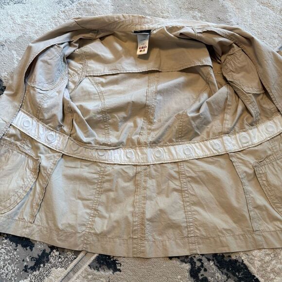 Reebok RBK Beige Khaki Tie Front Rivet Utility Jacket Size Medium - Picture 4 of 9